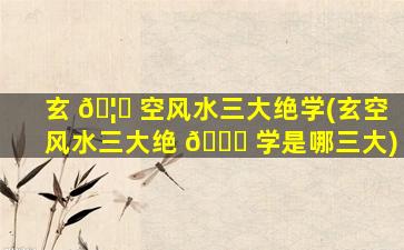 玄 🦉 空风水三大绝学(玄空风水三大绝 🐈 学是哪三大)